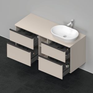 Duravit D-Neo DE4970R9191 140 x 55 cm, Taupe Matt , wall-mounted, 4 drawers, 2000 console panel, basin on the right
