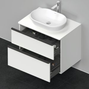 Duravit D-Neo vanity unit DE496701818 80 x 55 cm, White Matt , wall-hung, 2 drawers, 2000 console plate