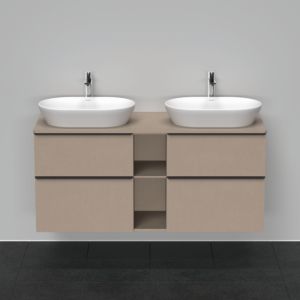 Duravit D-Neo DE4970B7575 140 x 55 cm, Linen , wall-mounted, 4 drawers, 2000 console panel, basin on both sides