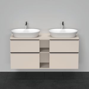 Duravit D-Neo sous-lavabo DE4970B9191 140 x 55 cm, Taupe Mat , montage mural, 4 tiroirs, console 2000 , vasque des deux côtés