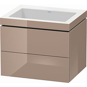 L-Cube Duravit vasque LC6926N8686 60 x 48 cm, sans trou pour robinet, cappuccino brillant, 2 tiroirs