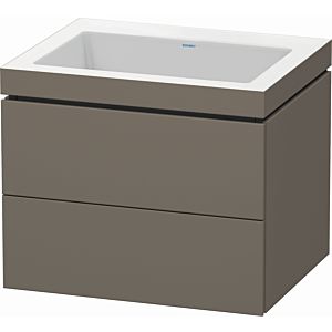 L-Cube Duravit vasque LC6926N9090 60 x 48 cm, sans trou pour robinet, finition gris flanelle satiné, 2 tiroirs