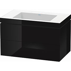 Duravit L-Cube vanity unit LC6927N4040 80 x 48 cm, without tap hole, black high gloss, 2 drawers