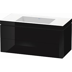 Duravit L-Cube vanity unit LC6928N4040 100 x 48 cm, without tap hole, black high gloss, 2 drawers