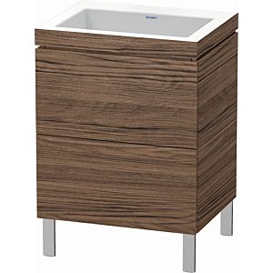 Duravit L-Cube vanity unit LC6936N2121 60 x 48 cm, without tap hole, dark walnut, 2 pull-outs, floor-standing