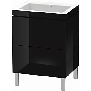 L-Cube Duravit vasque LC6936N4040 60 x 48 cm, sans trou pour robinet, noir brillant, 2 coulissants, au sol