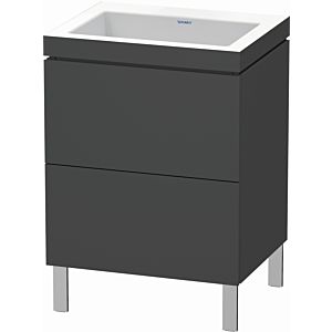 Duravit L-Cube vanity unit LC6936N4949 60 x 48 cm, without tap hole, matt graphite, 2 pull-outs, floor-standing