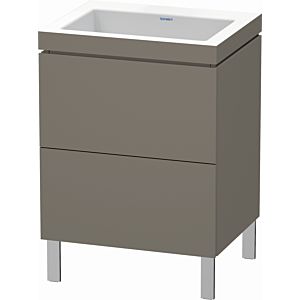 Duravit L-Cube vanity unit LC6936N9090 60 x 48 cm, without tap hole, flannel gray silk matt, 2 pull-outs, floor-standing