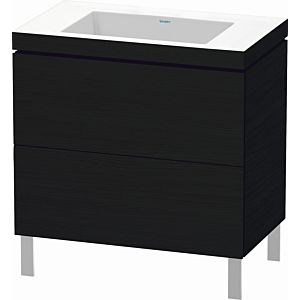 Duravit L-Cube vanity unit LC6937N1616 80 x 48 cm, without tap hole, Eiche schwarz , 2 pull-outs, floor-standing