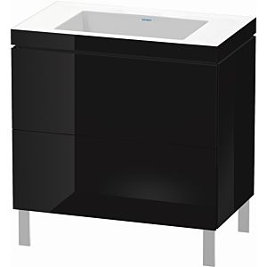 Duravit L-Cube vanity unit LC6937N4040 80 x 48 cm, without tap hole, black high gloss, 2 pull-outs, floor-standing