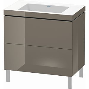 Duravit L-Cube vanity unit LC6937N8989 80 x 48 cm, without tap hole, flannel gray high gloss, 2 pull-outs, floor-standing