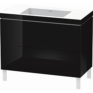 Duravit L-Cube vanity unit LC6938N4040 100 x 48 cm, without tap hole, black high gloss, 2 pull-outs, floor-standing