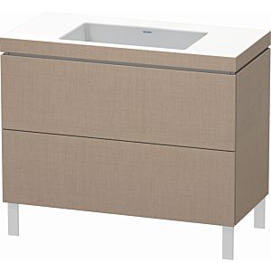Duravit L-Cube vanity unit LC6938N7575 100 x 48 cm, without tap hole, linen, 2 pull-outs, floor-standing