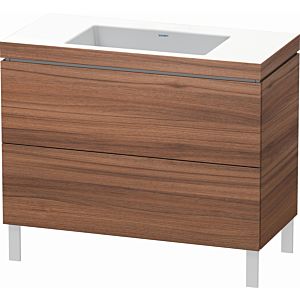 Duravit L-Cube vanity unit LC6938N7979 100 x 48 cm, without tap hole, natural walnut, 2 pull-outs, floor-standing
