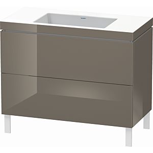 Duravit L-Cube vanity unit LC6938N8989 100 x 48 cm, without tap hole, flannel gray high gloss, 2 pull-outs, floor-standing