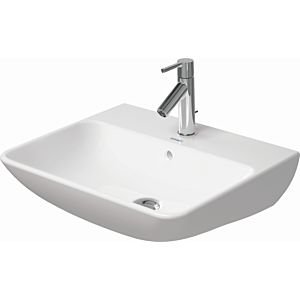 Duravit Me by Starck washbasin 23355532001 55 x 44 cm, white silk matt, WonderGliss, with tap hole, with overflow, with tap hole bench