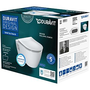 Duravit Soleil by Starck wall-mounted WC match2 set 45860920A1 with WC seat, rimless, white Hygiene Glaze