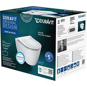 Duravit Soleil by Starck wall-mounted WC match2 set 45910920A1 with WC seat, rimless, white Hygiene Glaze