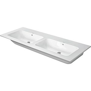 Duravit Me by Starck furniture double washbasin 2336133260 130 x 49 cm, without tap hole, with overflow, with tap hole bench, white satin finish