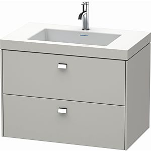 Duravit Brioso c-bonded washbasin with substructure BR4606O1007, 80x48cm, concrete gray / chrome, 2000 tap hole