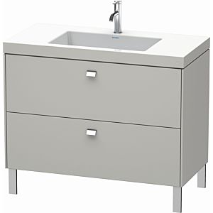 Duravit Brioso c-bonded washbasin with substructure BR4702O1007, 100x48cm, concrete gray / chrome, 2000 tap hole