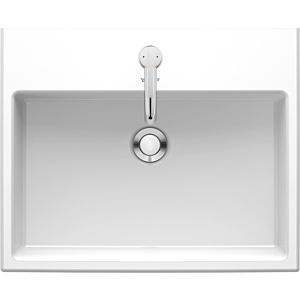 Duravit Vero Air basin 0383550000 55x45.5cm installation from above, with overflow, with tap platform, 2000 tap hole, white