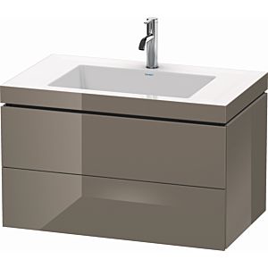 Duravit L-Cube vanity unit LC6927O8989 80 x 48 cm, 2000 tap hole, flannel gray high gloss, 2 drawers