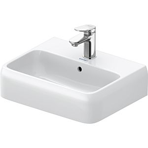 Duravit Qatego Handwaschbecken 0746452000 45x35cm, mit Hahnloch, Überlauf, Hahnlochbank, weiß Hochglanz HygieneGlaze