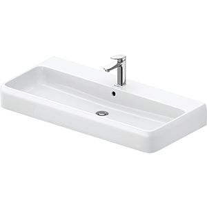 Duravit Qatego vasque à poser 2382102027 100 x 47 cm, blanc brillant HygieneGlaze, avec trou pour robinetterie, trop-plein, banc pour robinetterie, sol