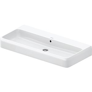 Duravit Qatego lavabo 2382102060 100 x 47 cm, blanc brillant HygieneGlaze, sans trou pour robinetterie, avec trop-plein, banque de trous pour robinetterie