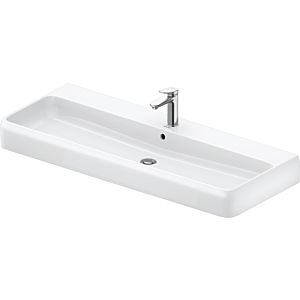 Duravit Qatego countertop washbasin 2382122027 120 x 47 cm, white high-gloss HygieneGlaze, with tap hole, overflow, tap hole bench, ground