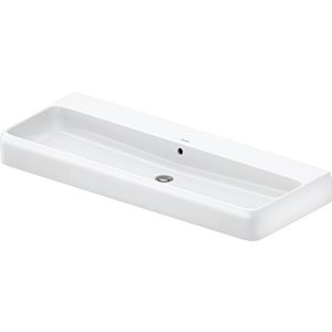 Duravit Qatego countertop washbasin 2382120028 120 x 47 cm, white high gloss, without tap hole, with overflow, tap hole bank, ground