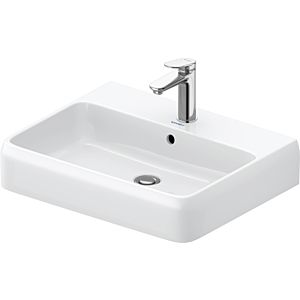 Duravit Qatego countertop washbasin 2382602027 60 x 47 cm, white high-gloss HygieneGlaze, with tap hole, overflow, tap hole bank, ground