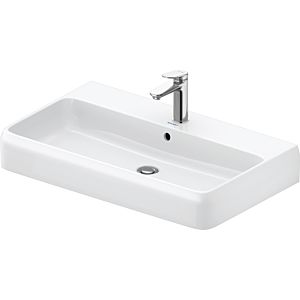 Duravit Qatego vasque à poser 2382802027 80 x 47 cm, blanc brillant HygieneGlaze, avec trou pour robinetterie, trop-plein, banc pour robinetterie, sol
