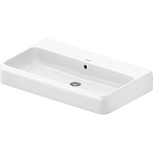 Duravit Qatego vasque à poser 2382802028 80 x 47 cm, blanc brillant HygieneGlaze, sans trou pour robinetterie, avec trop-plein, banc avec trou pour robinetterie, rectifié