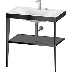 Duravit XViu washbasin combination XV4715EB289 80 x 48 cm, 2 tap holes, flannel gray high gloss, with metal console, matt black