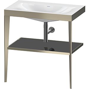 Duravit XViu washbasin combination XV4715NB140 80 x 48 cm, without tap hole, black high-gloss, with metal console, matt champagne