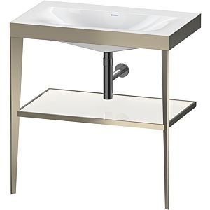 Duravit XViu washbasin combination XV4715NB185 80 x 48 cm, without tap hole, white high gloss, with metal console, matt champagne