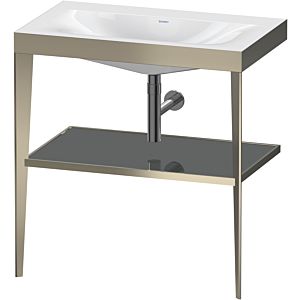Duravit XViu washbasin combination XV4715NB189 80 x 48 cm, without tap hole, flannel gray high gloss, with metal console, matt champagne