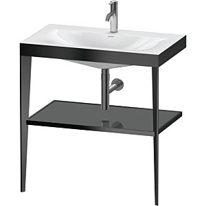 Duravit XViu washbasin combination XV4715OB289 80 x 48 cm, 2000 tap hole, flannel gray high gloss, with metal console, matt black