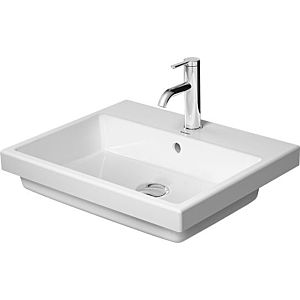 Duravit Vero Air basin 0383550060 55x45.5cm installation from above, with overflow, with tap platform, without tap hole, white