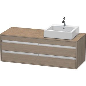 Duravit Ketho vanity unit KT6657R3535 140x55x49.6cm, for Wash Bowls , 4 drawers, cut-out on the right, terra oak