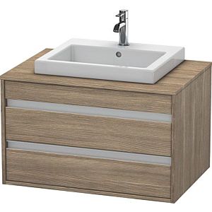 Duravit Ketho vanity unit KT675403535 80 x 55 cm, terra oak, for central built-in washbasin, 2 drawers