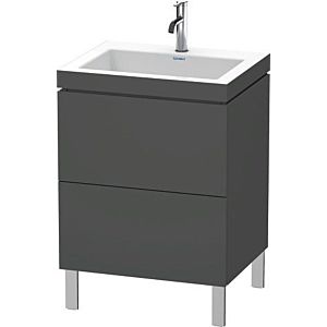 Duravit L-Cube vanity unit LC6936O4949 60 x48 cm, 2000 tap hole, graphite matt, 2 pull-outs, floor-standing