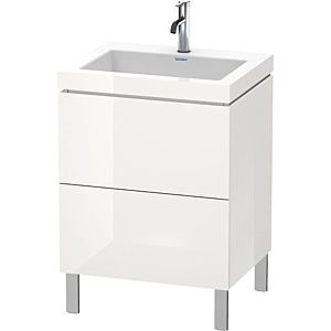 Duravit L-Cube vanity unit LC6936O8585 60 x48 cm, 2000 tap hole, white high gloss, 2 pull-outs, floor-standing