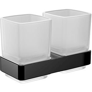 Emco Loft Doppelglashalter 052513300 schwarz, Kristallglas satiniert, Wandmodell