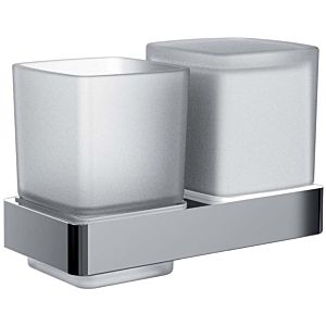 Emco Loft glass holder 053100101 with liquid soap dispenser, with cup, satined crystal glass, chrome