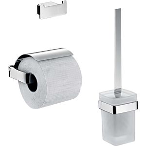 Emco Loft WC set 059800100 chromé , porte-papier avec couvercle, garniture de toilette et crochet double