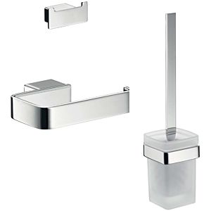 Emco Loft WC-Set 059800102 chrom, Papierhalter ohne Deckel, Bürstengarnitur und Doppelhaken