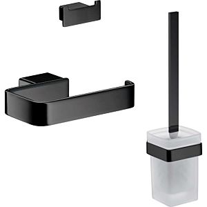 Emco Loft WC-Set 059813300 schwarz, Papierhalter ohne Deckel, Bürstengarnitur und Doppelhaken